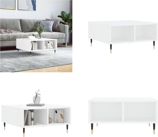 vidaXL Salontafel 60x60x30 cm bewerkt hout wit
