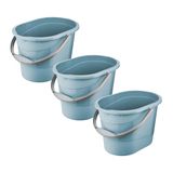 keeeper Schoonmaakemmer thies met ergonomisch hengsel, verzonken grip en tuit, 13 l, ovaal, 37,5 x 26,5 x 25 cm, blauw (Nordic Blue), 3 stuks