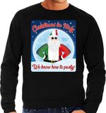 Bellatio Decorations Foute Italie Kersttrui / sweater - Christmas in Italy we know how to party - zwart voor heren - kerstkleding / kerst outfit L