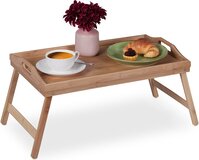 Relaxdays bedtafel inklapbaar - schoottafel bamboe - dienblad op pootjes - ontbijt op bed