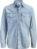 JACK&JONES - JJEWESTERN JJSHIRT AT 187 NOOS - Heren - Overhemden - M - Katoen - Lange mouw - Slim Fit - Blue Denim