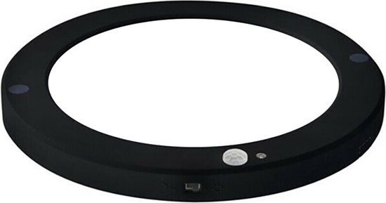 BES LED LED Plafondlamp - 18W - Bewegingssensor - Dag & Nacht Sensor - Rond - Mat Zwart