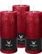 Wiedemann Cilinderkaars/stompkaars - 3x - rustieke kaars - bordeauxrood - 7 x 16 cm - 66 branduren