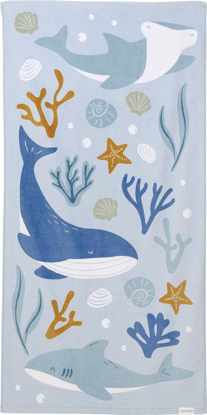 Little Dutch Ocean Dreams Blue Beach Towel - 60x120cm - Cotton