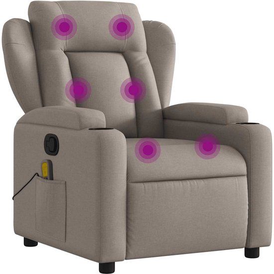 vidaXL Massagestoel Taupe Stof