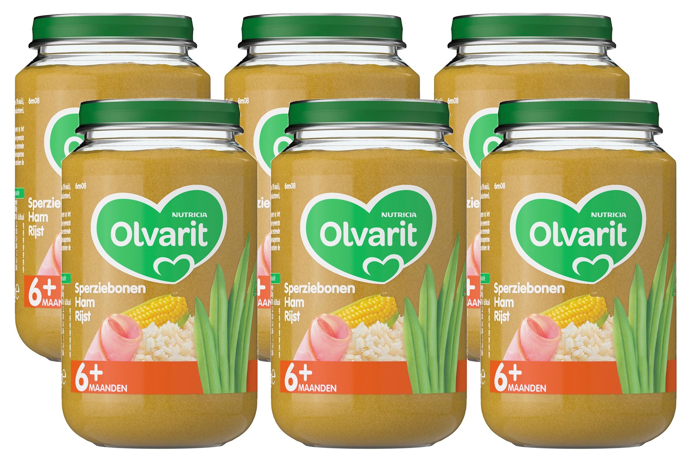 Olvarit 6m+ Sperziebonen Ham Rijst - 200g