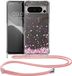 kwmobile telefoonhoesje geschikt voor Google Pixel 8 Pro - Hoesje met telefoonkoord - Back cover voor smartphone - Case in poederroze / donkerbruin / transparant