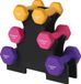Songmics Set de haltères avec support, 3 paires, 2 x 1 kg, 2 x 1,5 kg, 2 x 2 kg, surface en vinyle antidérapant, pour fitness, entraînement à domicile, musculation