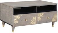 vidaXL Salontafel met lade Grijs 80 x 54 x 40 cm Massief Mango Hout