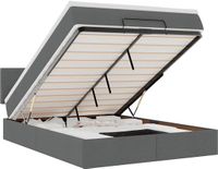 vidaXL Bed poef met matras en LED's 140x200 cm stof donkergrijs
