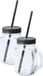 Makito Western Europe Mason Jar verres - 12x stuks - glas - dop zwart met rietje - 500 ml - afsluitbaar - fruit shakes