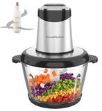 AoraKitchen Accessoire hachoir Électrique - 2L Bol en verre - Sans BPA - 400W - 2 Vitesses - Inox
