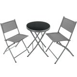tectake® - Bistroset - 2 zitplaatsen - Grijs