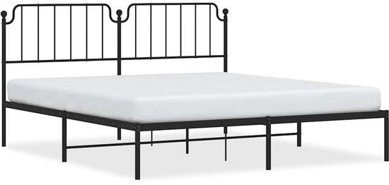 vidaXL Metalen Bedframe met Hoofdbord - Zwart - 183x213 cm