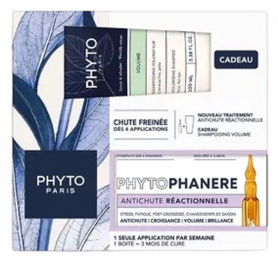 Phyto Phytophanère Reactieve Anti-Haaruitval Behandeling 12 x 5 ml + Volume Volumegevende Shampoo 100 ml Cadeau