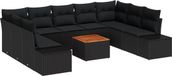 vidaXL Tuinbank - Set - 4 zitplekken - Zwart