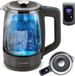 Janshop Berdsen Bouilloire avec réglage de la température, verre borosilicate, 1,7 l, fonction maintien au chaud, écran tactile, affichage de la température, éclairage intérieur gris