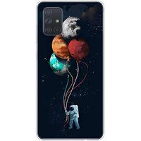 Cosmonaute aux ballons Bedrukt siliconen hoesje compatibel met Samsung Galaxy A71