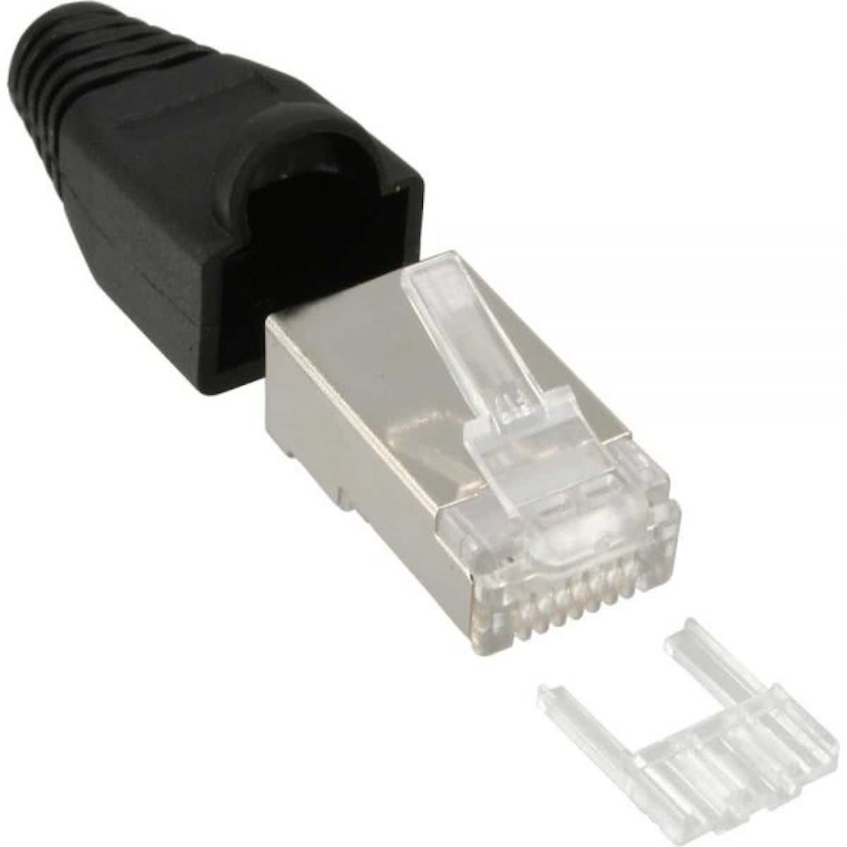 Inline RJ45 krimp connectoren CAT6 F/UTP - 10 stuks - zwart