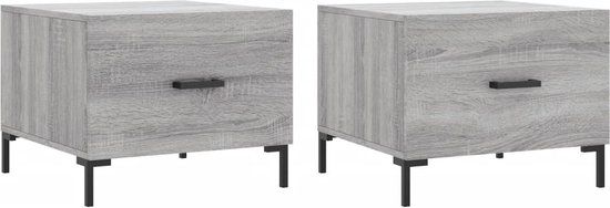 vidaXL Salontafels 2 stuks 50x50x40 cm Bewerkt Hout Grijs Sonoma Eiken