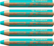 STABILO Woody 3 in 1 Kleurpotloden - Turquoise - 5 Stuks