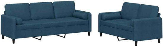vidaXL 2-delige Loungeset met kussens fluweel blauw