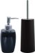 MSV set d'accessoires de salle de bain - noir - distributeur de savon et brosse WC/toilette - plastique/céramique/inox