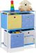 Relaxdays speelgoedkast - met 4 manden - opbergkast kinderkamer - dino - blauw/wit/geel - 62x53x30 cm