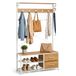 Relaxdays Kapstok met schoenenbank, 2 lades & haken, houtlook-wit | voor hal
