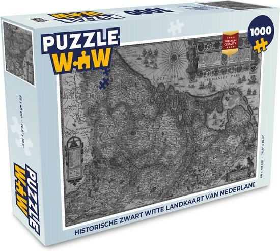 MuchoWow Puzzel Historische zwart witte landkaart van Nederland - Legpuzzel - Puzzel 1000 stukjes volwassenen