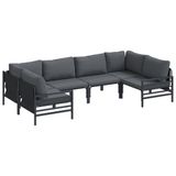vidaXL Tuinbank - Set - 6 - st - Zwart - Staal
