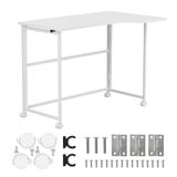 Maclean opvouwbaar bureau met wielen 100 x 65 cm 50 kg 75 cm (wit)