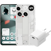 Nothing Tech Nothing Phone (3) 256GB Wit 5G + BlueBuilt Oplader met Usb C Poort 45W Wit