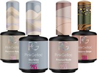 Pink Gellac Gellak Set - Manicure Set met 4 x 15ml Kleuren - 298 Porcelain Beige - 295 Sky Grey - 255 Frosted Nude - 318 Savanna Beige - Gel Nagellakset voor Thuis
