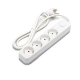 Duitse stekkerdoos 4-voudige serie L met schakelaar 1,5 m 3G 1,0 in wit grijs