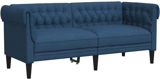 vidaXL Tweezitsbank Chesterfield-stijl stof blauw