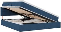 vidaXL LED-bed met opbergruimte en matras, blauw, 160 x 200 cm, met stoffen bekleding