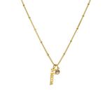 Lucardi Dames Stalen goldplated ketting met mama - Ketting - Staal - Goudkleurig - 47 cm