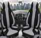 BREMER SITZBEZÜGE Piloten Autostoelhoezen, compatibel met VW T5, bestelwagen, bestuurder en passagier vanaf 2003-2015, autostoelhoezen, 2-delige set in zwart/grijs