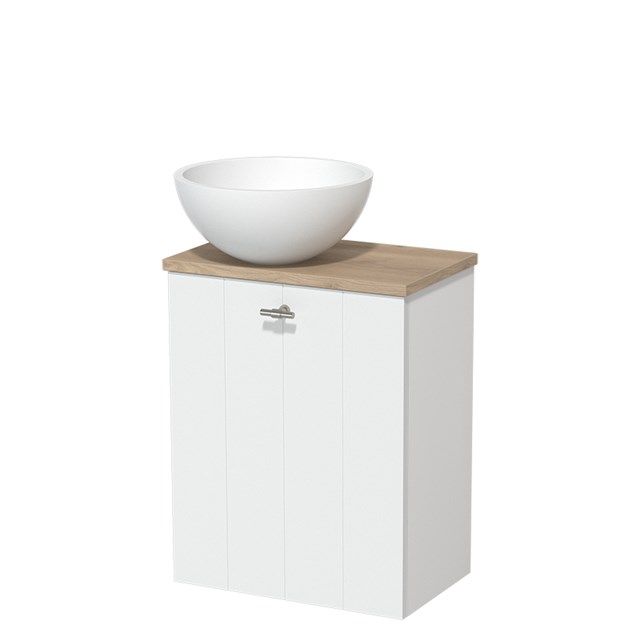 Maxaro Toiletmeubel Modulo 41 cm Mat Wit Lichtbruin Eiken