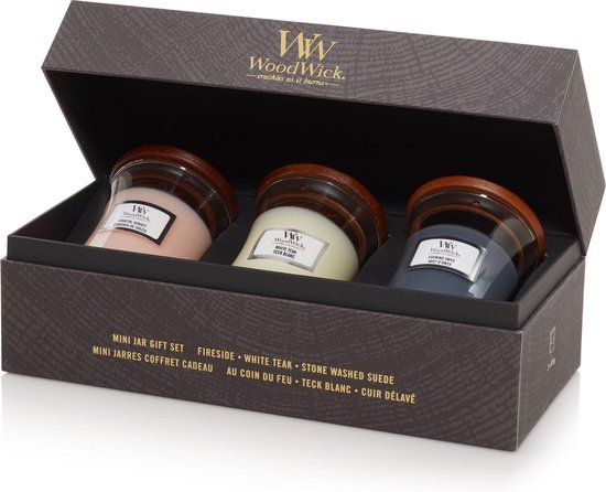 WoodWick Hourglass Geurkaars Deluxe Cadeauset - 3 Mini - Floral - 60 branduren