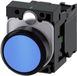 Siemens 3SU11000AB501BA0 Bouton-poussoir Bague frontale en plastique, Bouton de commande plat Bleu