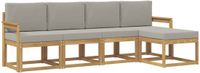 vidaXL Tuinset met 5 zitplaatsen, wit en lichtgrijs, polyester