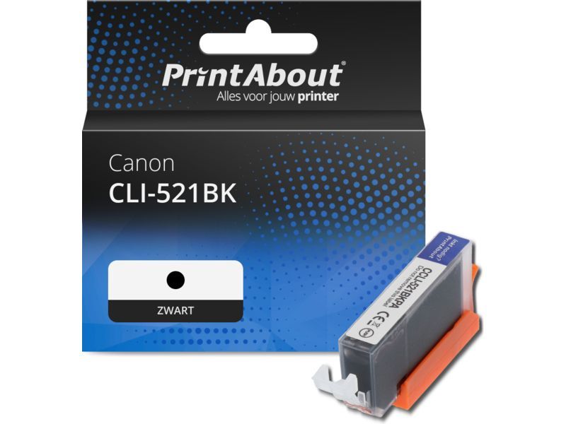 PrintAbout Inktcartridge CLI-521BK Zwart geschikt voor Canon