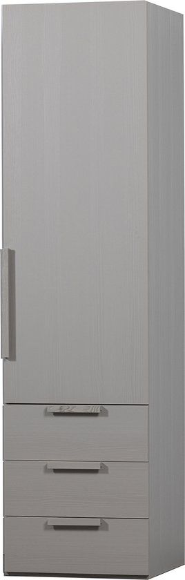 WOOOD Rens Kledingkast 1-Deurs - Noten/Grijs - 210x55x58 cm