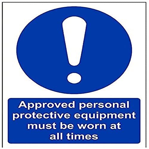 VSafety PPE Sign - Must Be Worn At All Times - 150mm x 200mm - Rigid Plastic