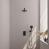 Brauer Black Edition Thermostatische Regendoucheset Inbouw - Hoofddouche 20 cm - Rechte Wandarm - 3 Weg - Handdouche 3 Standen - Doucheslang - Wandaansluitbocht - Mat Zwart