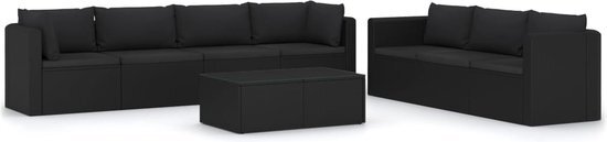 vidaXL 8-delige loungeset met kussens poly rattan zwart