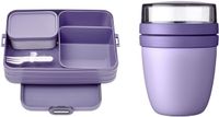 Ibenzoa® Luxe Lunchset met Grote Broodtrommel en Bento-inzetstukken voor Onderweg - Levendige lila
