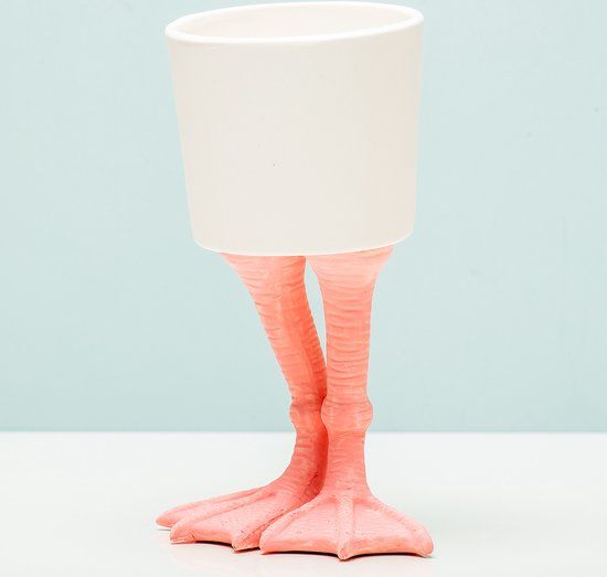 Bitten Design Flamingo Bloempot - Roze/Wit - Keramiek - 2L